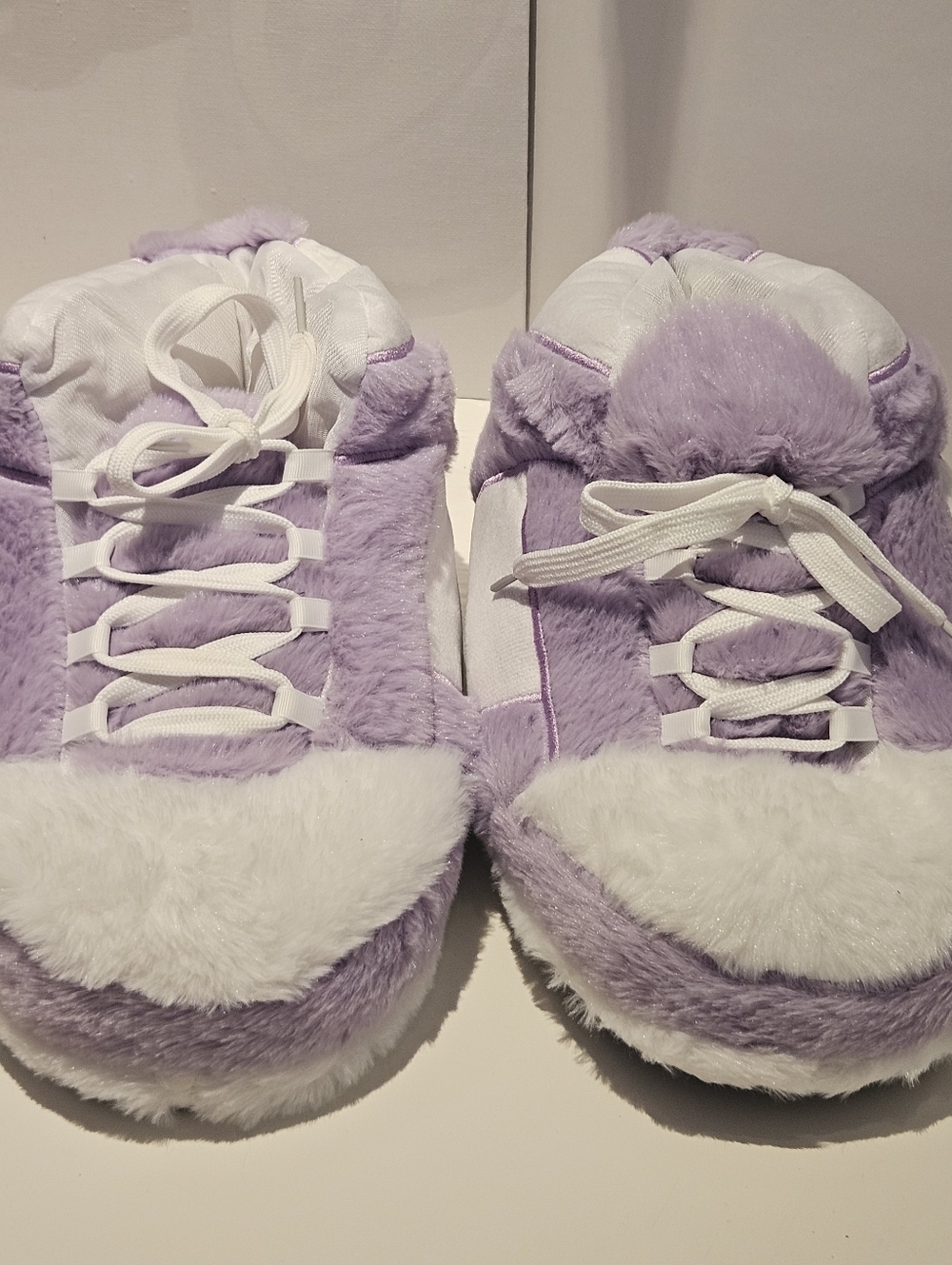 Purple Slipper "Sneakers" Dunk Plush Faux Fur US 6-9 Cozy Comfy Soft Houseshoes